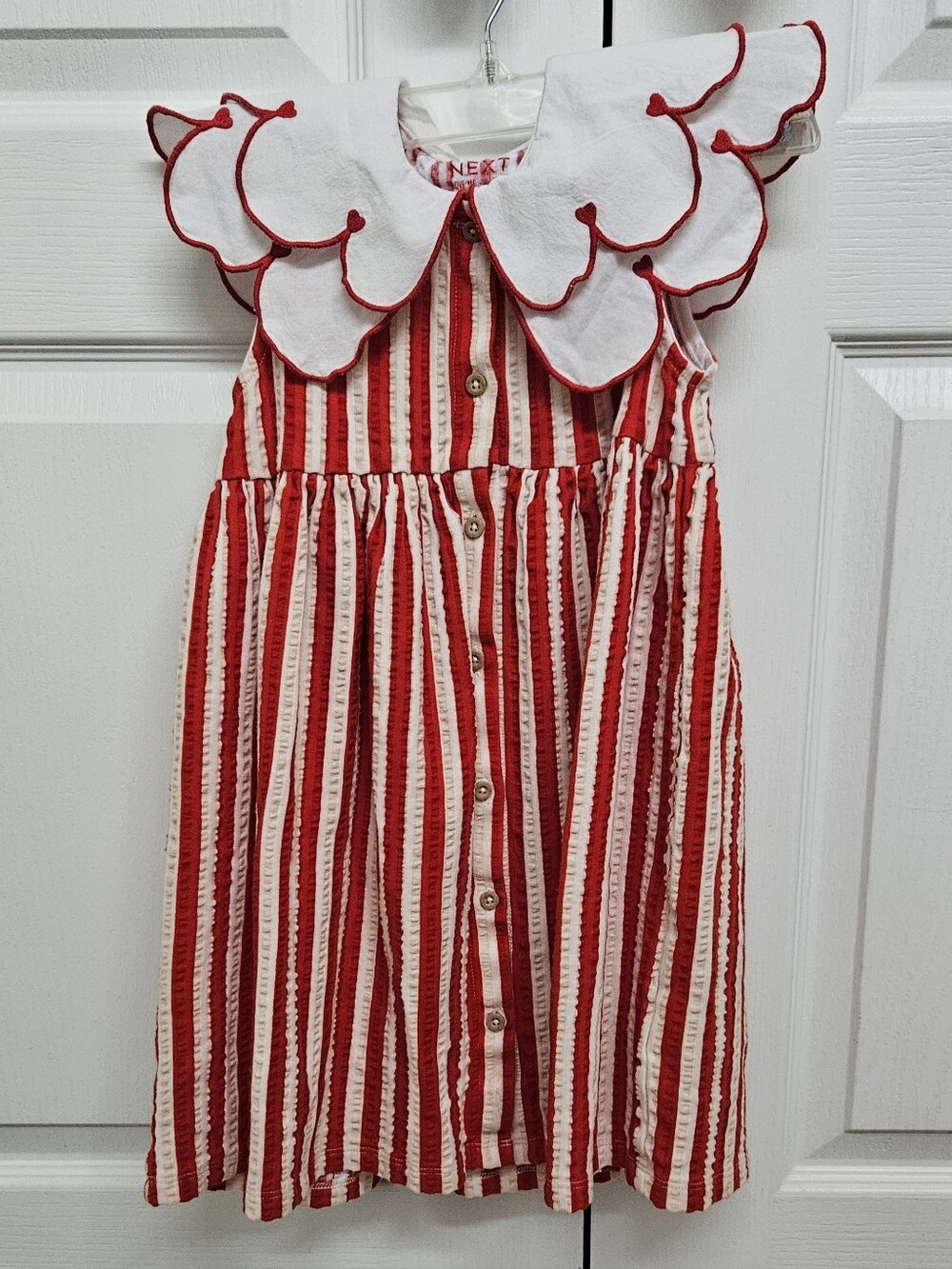 Girls Popcorn Dress Striped Sleeveless Scalloped Collar Size 5-6 Costume Movie